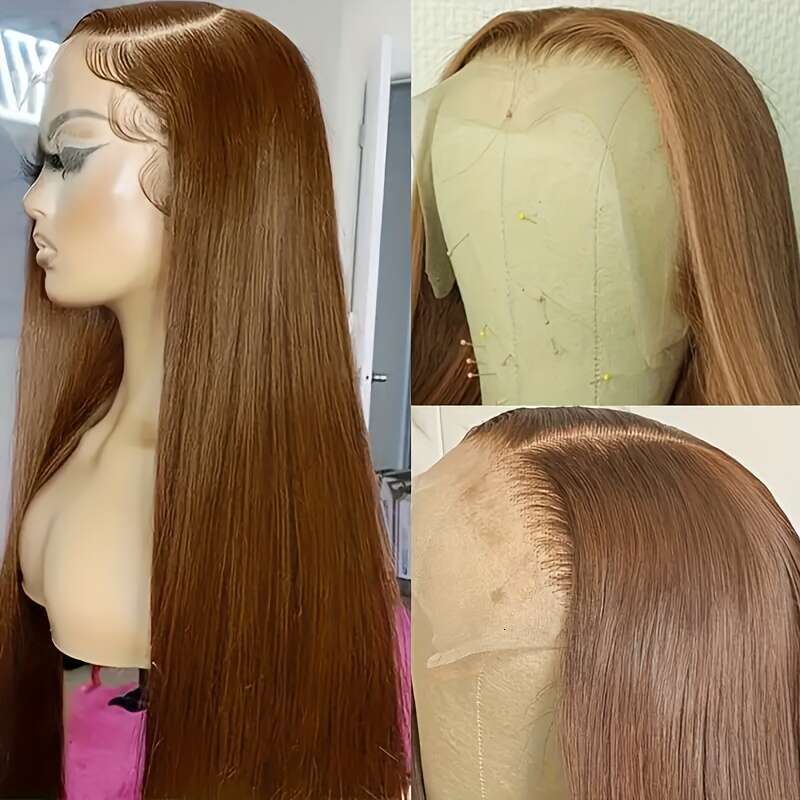 RONGDUOYI 180% Density High-Temperature Fiber Front Lace Wig - 24" Straight Hair, Pre-Plucked Realistic Look, Unisex Adult, Ideal For Everyone, S