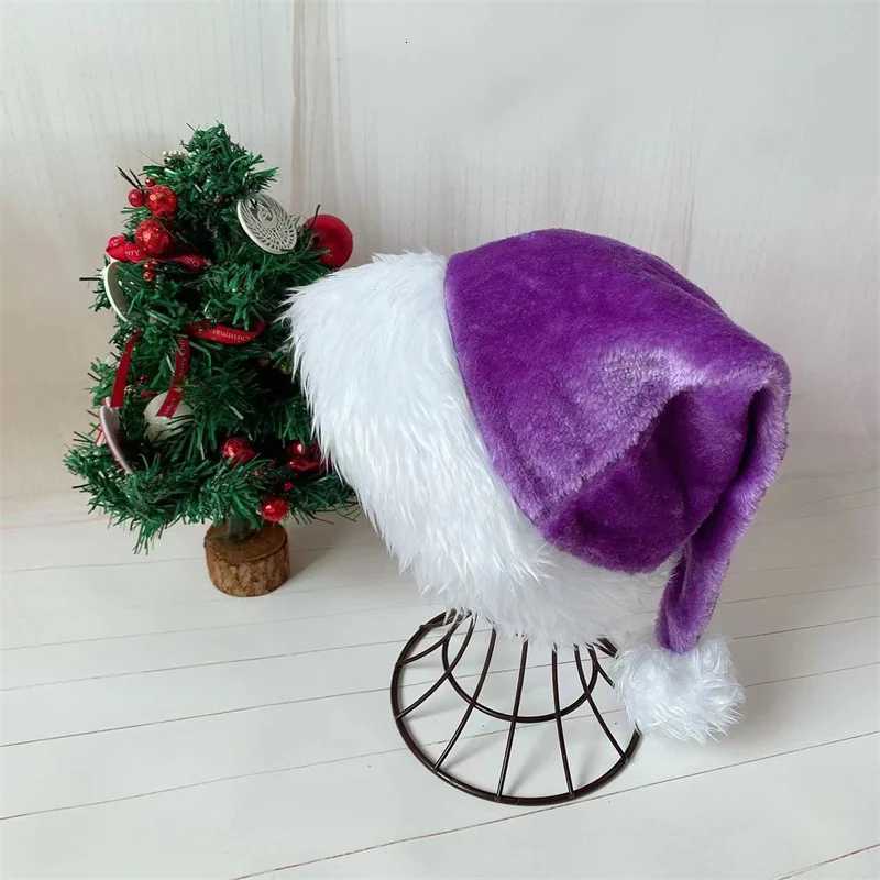 Long Plush Border Christmas Hat for Adults and Children Monochromatic Hat Holiday Party Hat 30x45cmW251027