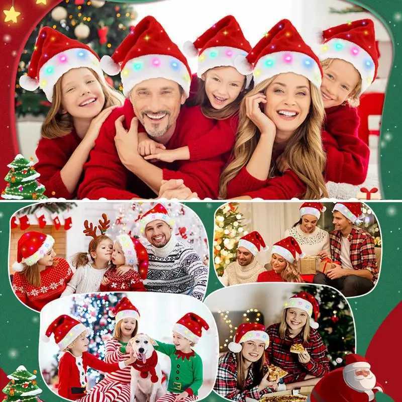 Merry Christmas LED lights Highend plush children adult Santa hat Christmas decorations Christmas supplies Luminous Santa hatW251027