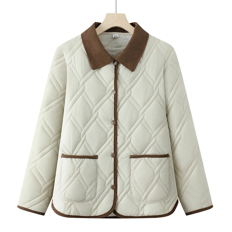 Womens Down Cotton Jacket Fashion Versatile Lady PU Leather Padded Outerwear Loose Elegant Ladies Winter Parka Coat 251027