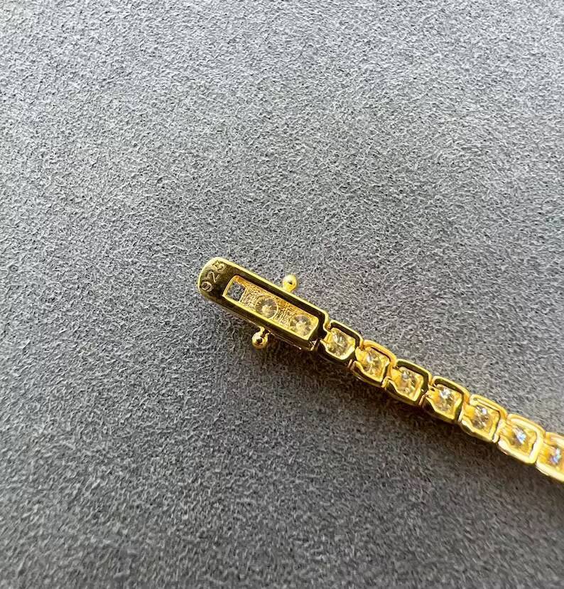 Hot Sale 3MM Moissanite Tennis Necklace 925 Silver Yellow Gold VVS Moissanite Diamond Necklace Passes Diamond Tester