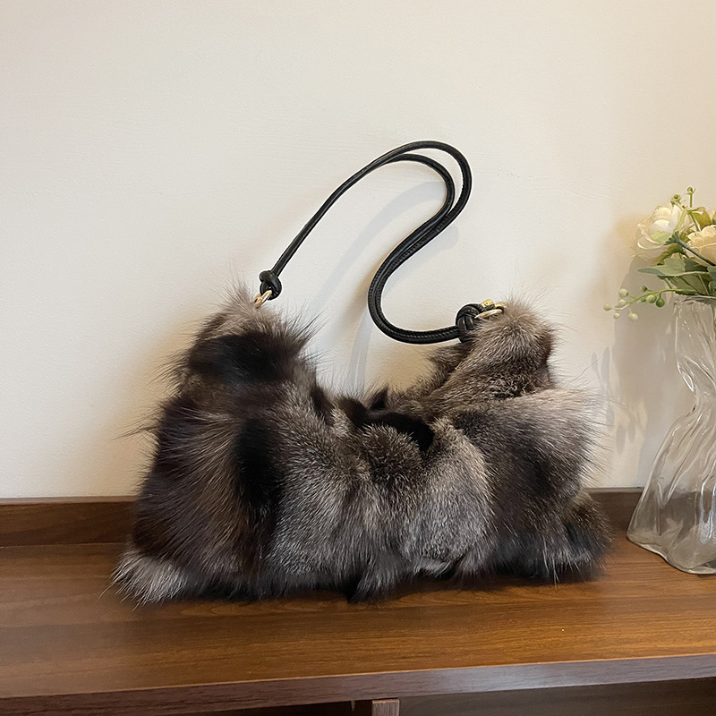 crossbody New fur bag designer women's single shoulder furry handbag