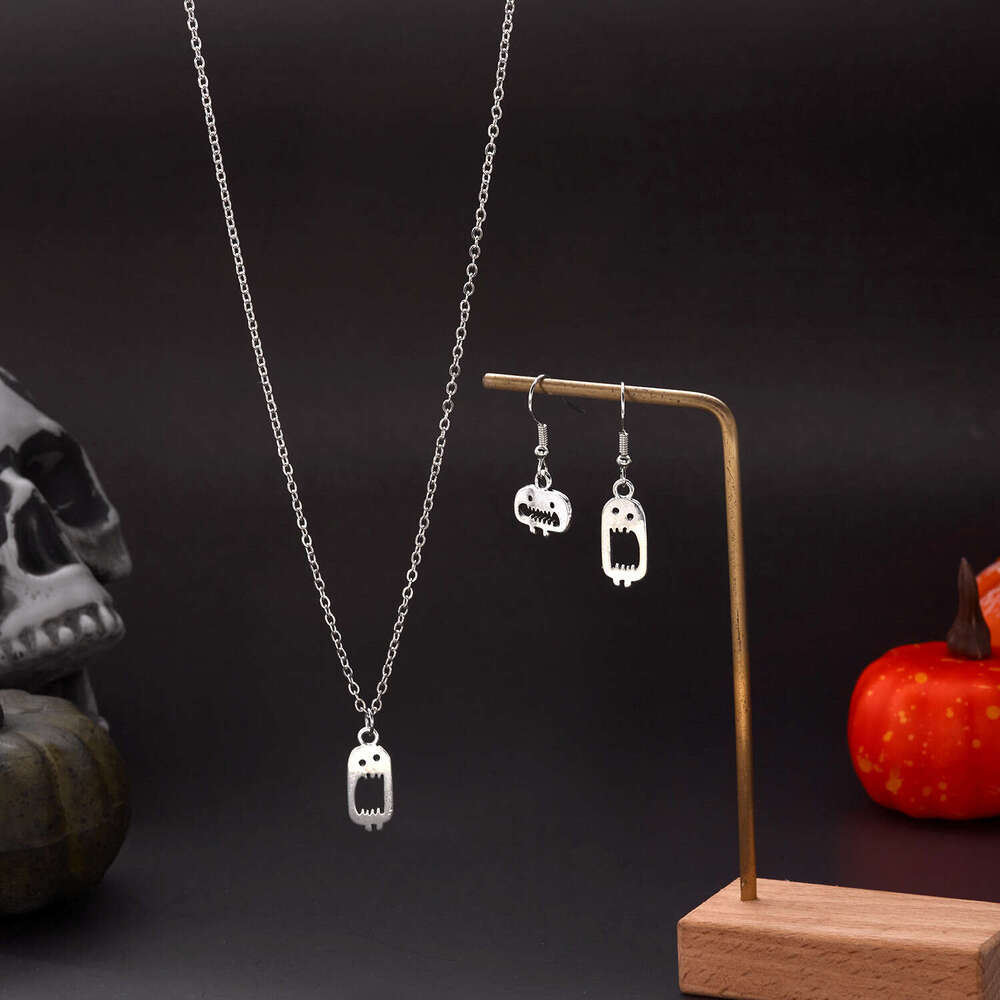Hot Selling Halloween Little Monster Necklace Earrings for Women Fashionable Personality Versatile Alloy Collarbone