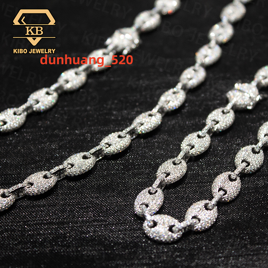 Hip Hop New Design Cuban Link Vvs Iced Out Moissanite Diamond 8MM 925 Silver Pig Nose Chain Moissanite Cuban Chain Link