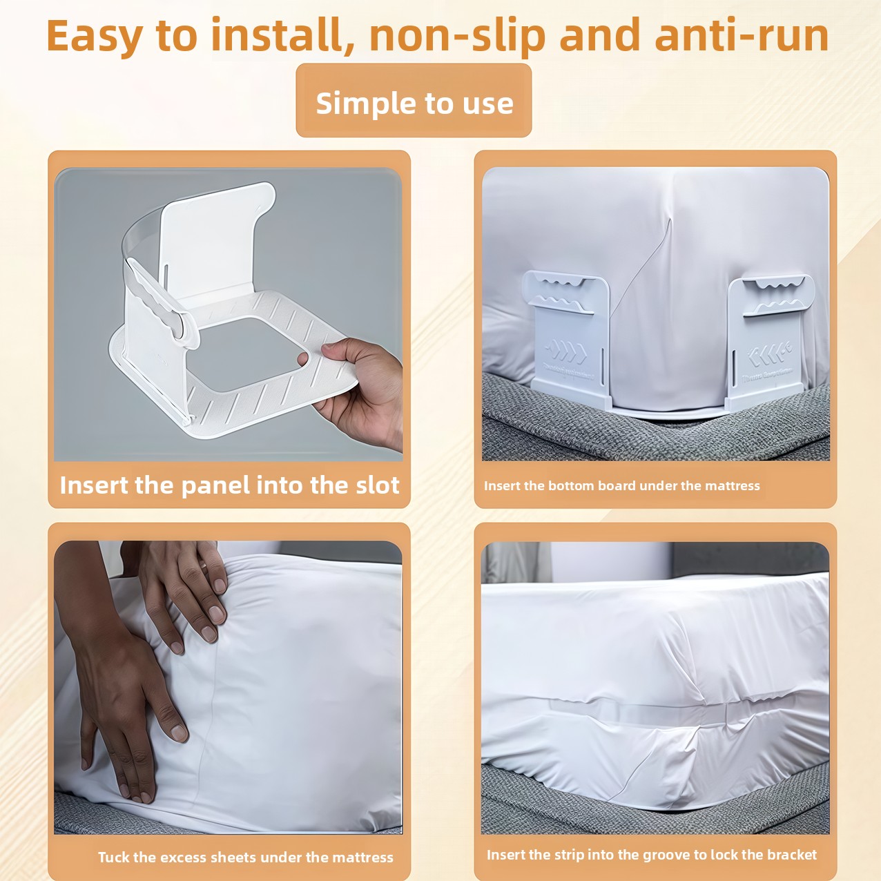 Premium Anti-Slip Bed Sheet Holders: No-Pin Invisible Easy Use Anti-Slip Holds Securely Best-Selling Minimalist Design-C01