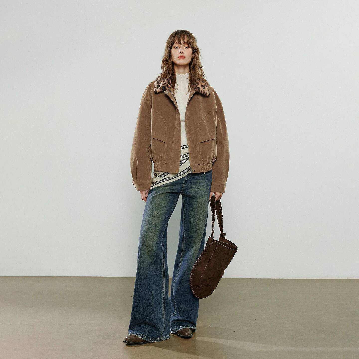 winter jacket women TOYOUTH Women Cotton Coats Winter New Warm Leopard Print Lapel Coffee Brown Flocked Jacket Outerwear