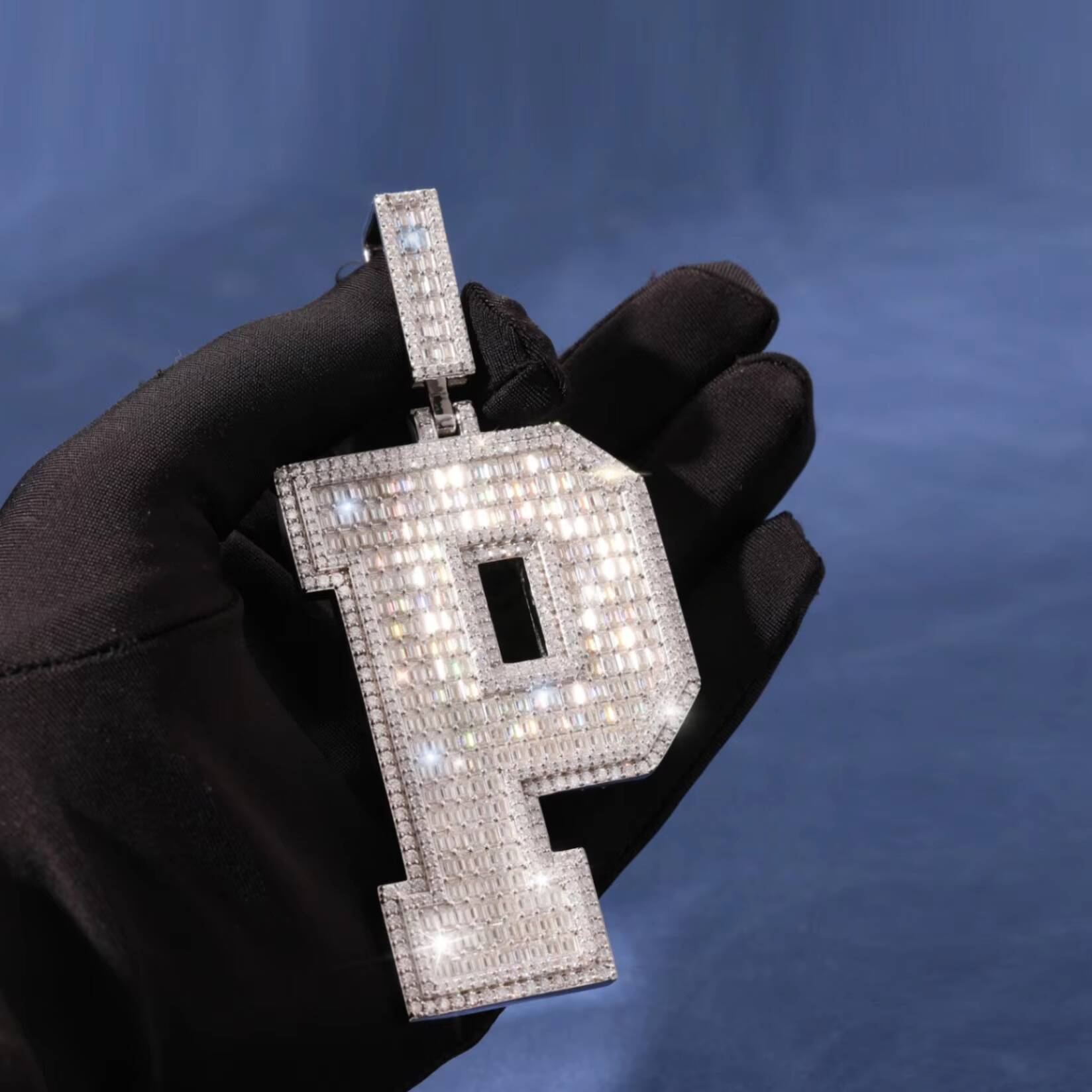 Popular Custom Name Pendant VVS D Baguette Moissanite Custom Letter Jewelry 925 Silver Pendant Necklace for Men Women