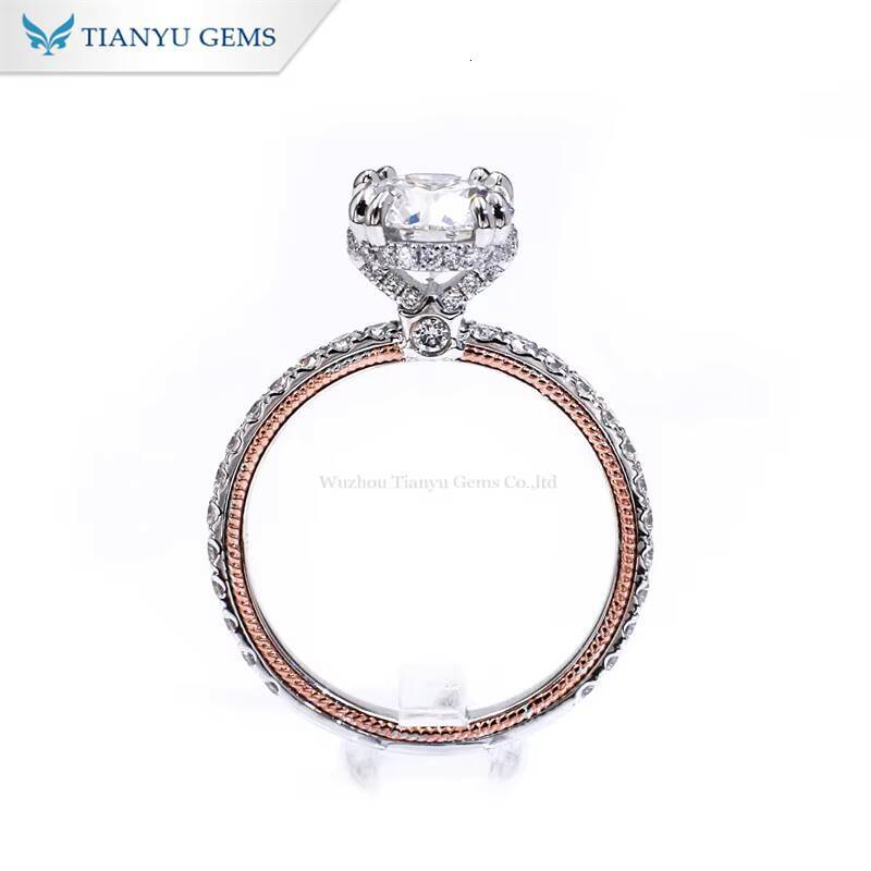 Tianyu Gems 14k Rose Gold and White Gold Setting 85mm 25ct Round Moissanite Diamond Round Cut Engagement Rings