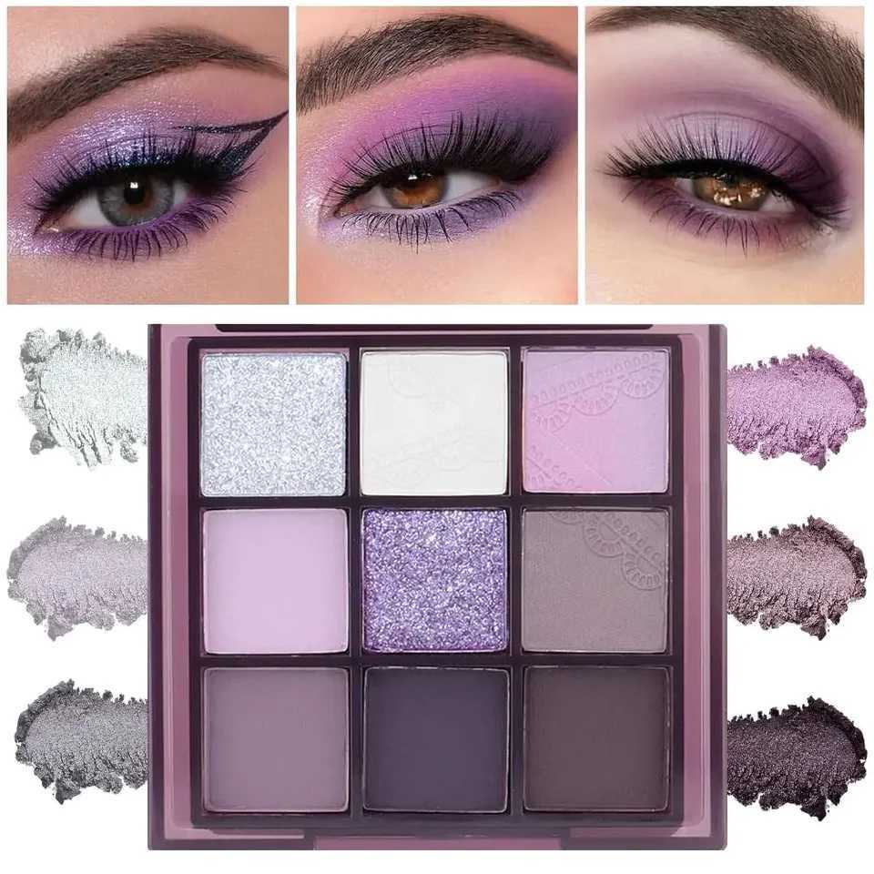 Purple Eyeshadow Palette 9 Color HighPigment Matte Shimmer Violet Brown Silver Neutrals LongLasting Smoky Eye Makeup ColorsXJ251027
