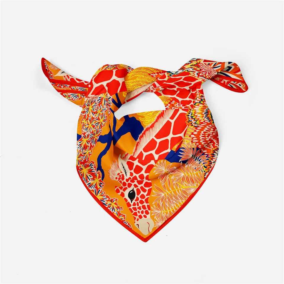 Twill Silk Scarf Wan Giraffe Painting Square Scarves Wraps Bandana Small Hijab Silk Foards Tie band Neckerchi 53CMW251027
