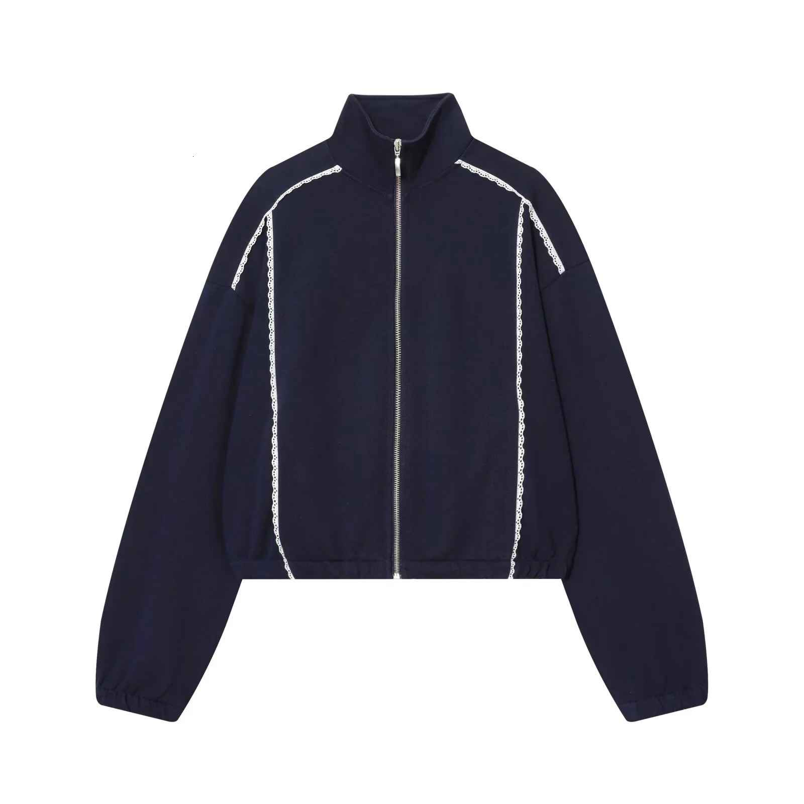 Autumn Product Womens Stand up Collar Long Sleeve Contrast Lace Loose HoodieElastic High Waist Wide Leg Pants 251027