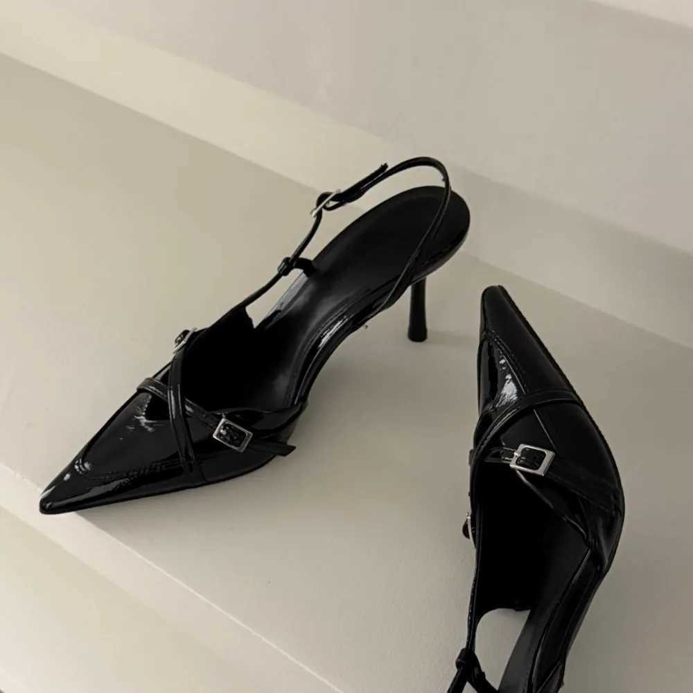 Sexy Pointed Toe Thin Heels Mules Shoes Women Belt Buckle Elegant Fi Party Shoes Designer Slingbacks Sandals Women PumpsXJ251027