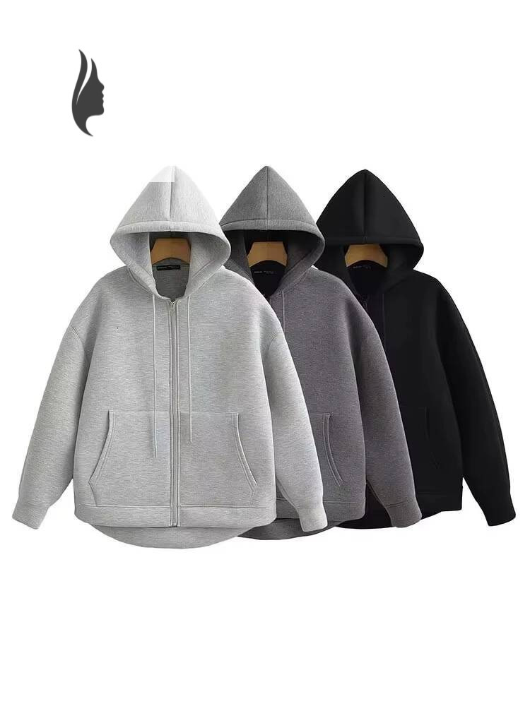 winter jacket women HH Winter New Women's Zipper Hoodie Coat High Street Double Pockets Jakcet Oversize Loose Sweatshirts Outerwear Top