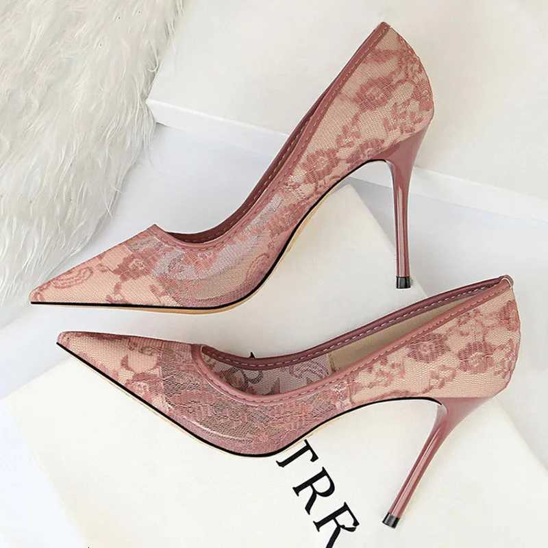 BIGTREE Shoes Mesh Hollow Lace Woman Pumps 2025 Spring Women Heels Sexy Party Shoes Thin Stiletto Heels Women Shoes 6 ColourXJ251027