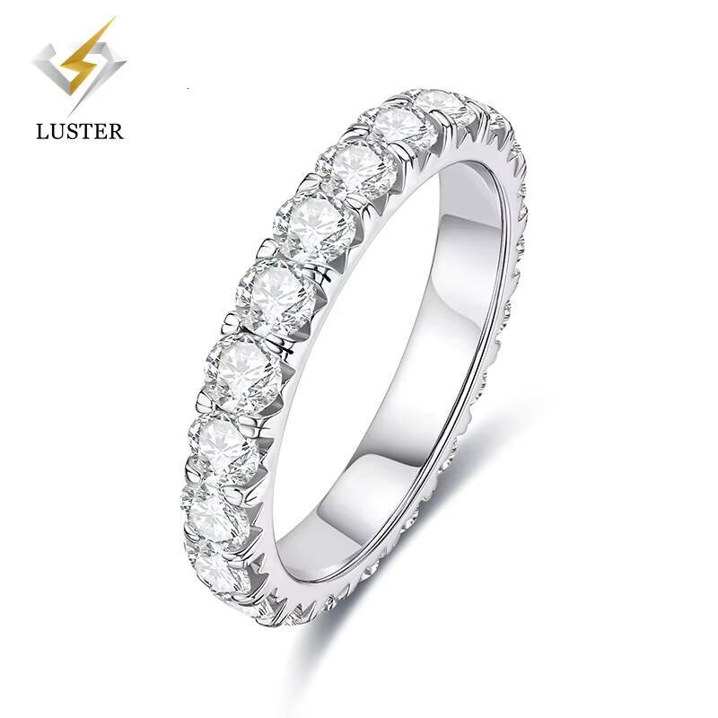 Luster Jewelry S925 Sterling Silver 3mm FL GRA Moissanite Diamond Jewellery Engagement Wedding Band Eternity Rings