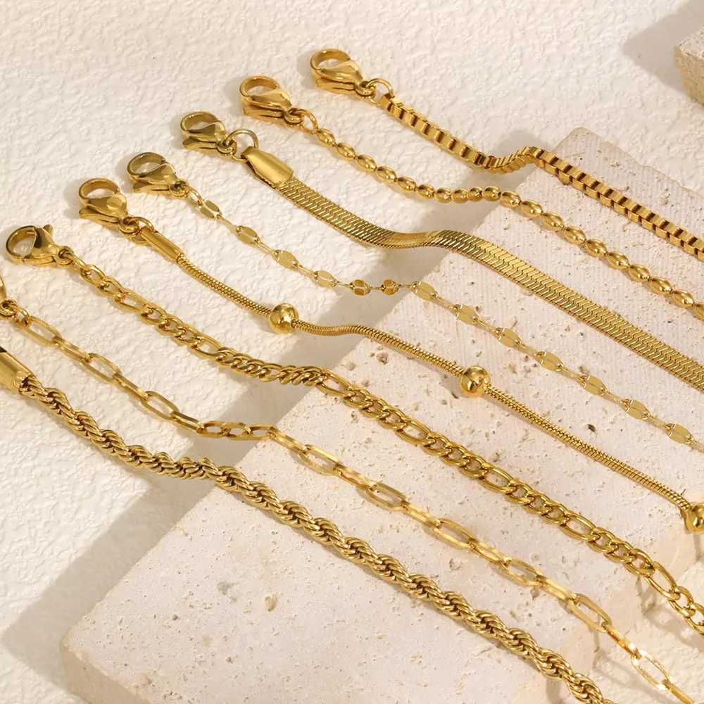 Vnox Maximalist Gold Plated Box Chain for Wen Stacked Stainss Steel Herringbone Snake Chain Wristband New Jewelry GiftW251027