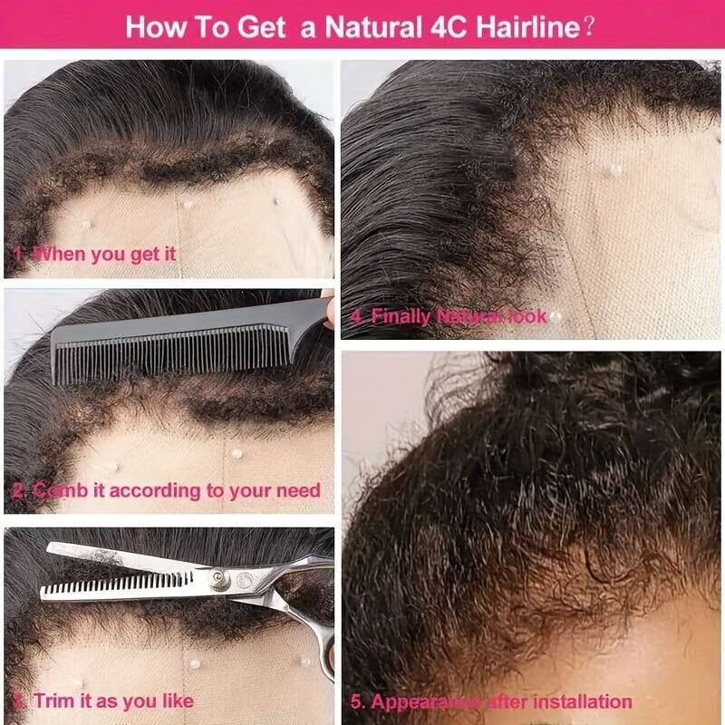 10A 4C Kinky Curly Lace Front Wig - Glueless Human Hair With Baby Hair, HD Transparent 5X5 Closure, Realistic Hairline For Women, 180% Density, Natura