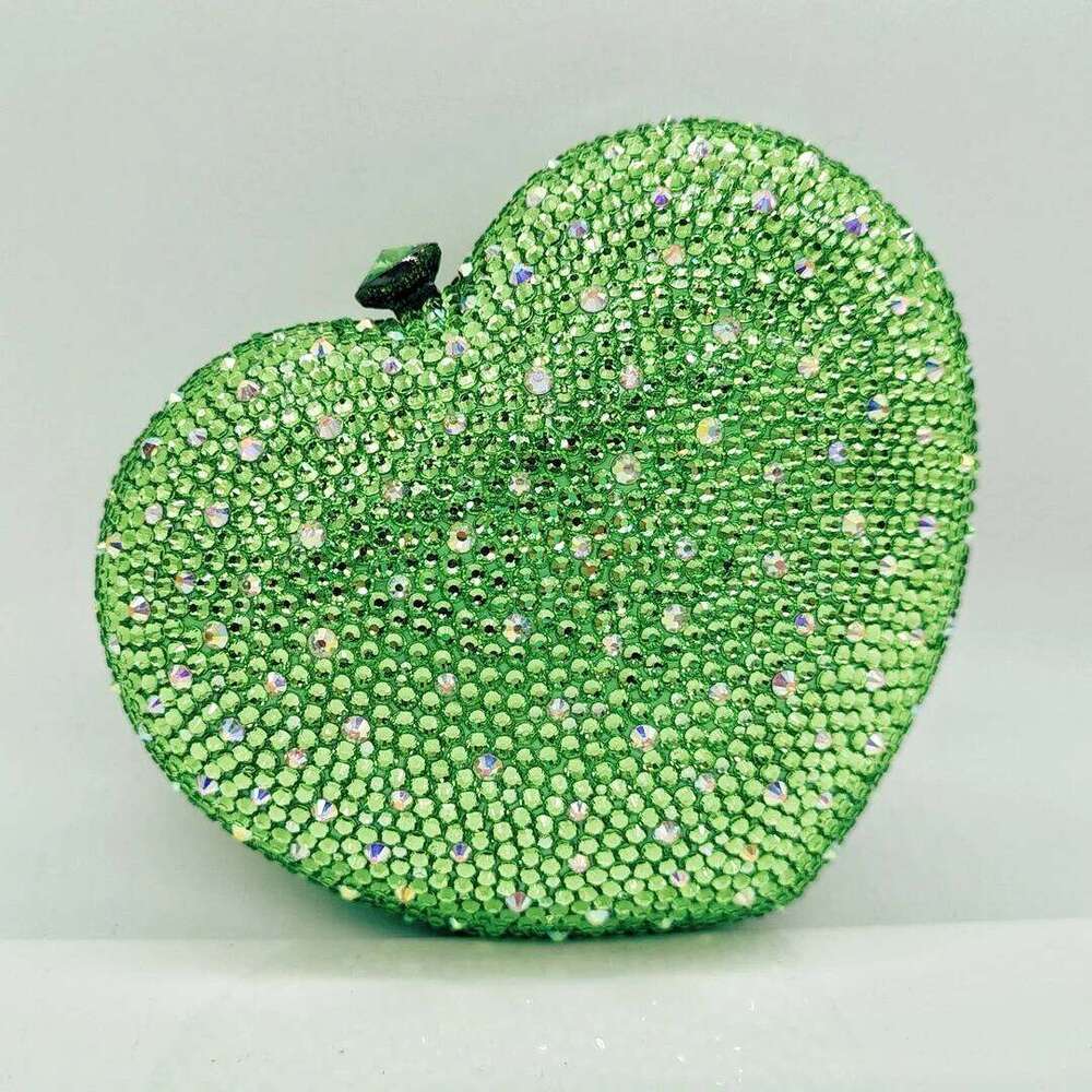 Women Blue Heart Shape Rhinestones Evening Clutch Bags Elegant Small With Crystals New Ladies Day Clutches Purse