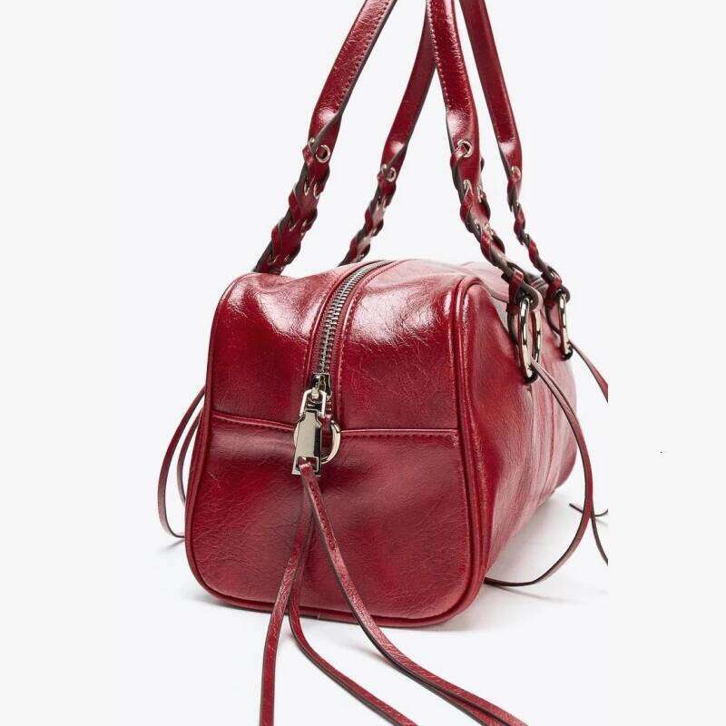 CRACKLED BOWLING Bag, Fashionable Top Handle Tote Bag, Women's Shoulder Handbags Design For Everyday Style