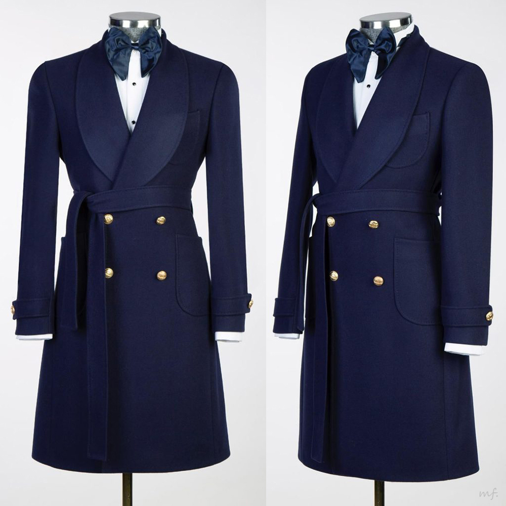 Fashion Men's Overcoat Shawl Lapel Woolen Overgarment Autumn Winte Warm Double Breasted Tailor-Made Topcoat Customized Coat Plus Size