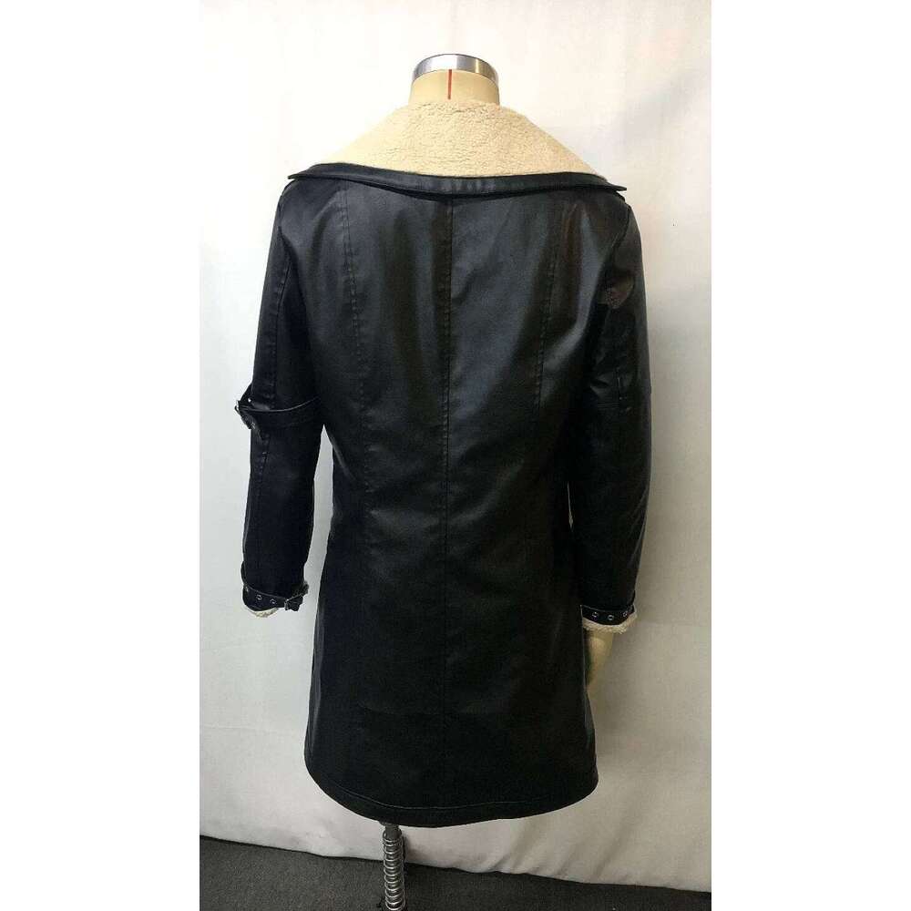 2025 New Men's Training Warm PU Leather Long Coat, Winter Windproof Stand Collar Zip Up Jacket