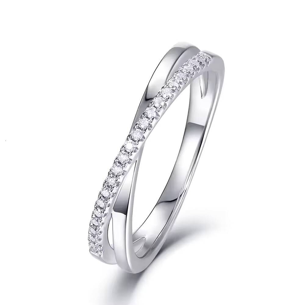 Lab Diamond Thin Cross Love Wedding Band Engagement 925 Sterling Silver Twisted Rope Women Stackable VVS Real Moissanite Rings