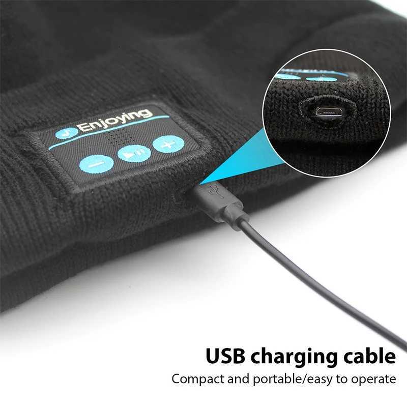 Fone Bluetooth Headphones Winter Warm Beanie Knit Hat Music Wireless Bluetooth Headset Sports Cap Wireless Earphones HatsW251027