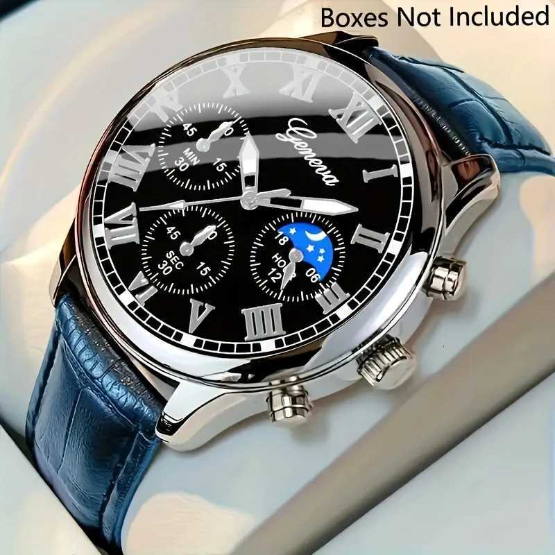 Casual mens quartz watch fashionable business PU leather watch bracelet combination suitable for daily use or gift giftsT251027