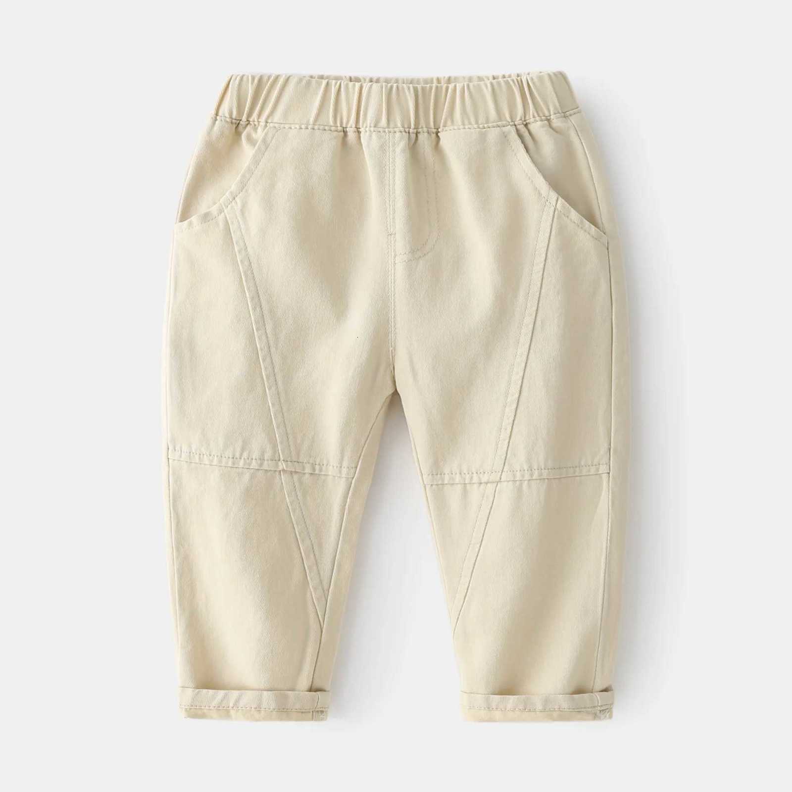 26Y Boys Cotton Casual Pants 2025 Kids Clothes Baby Solid Color Elastic Waist Trousers Childrens Long Pants for Daily WearT251027