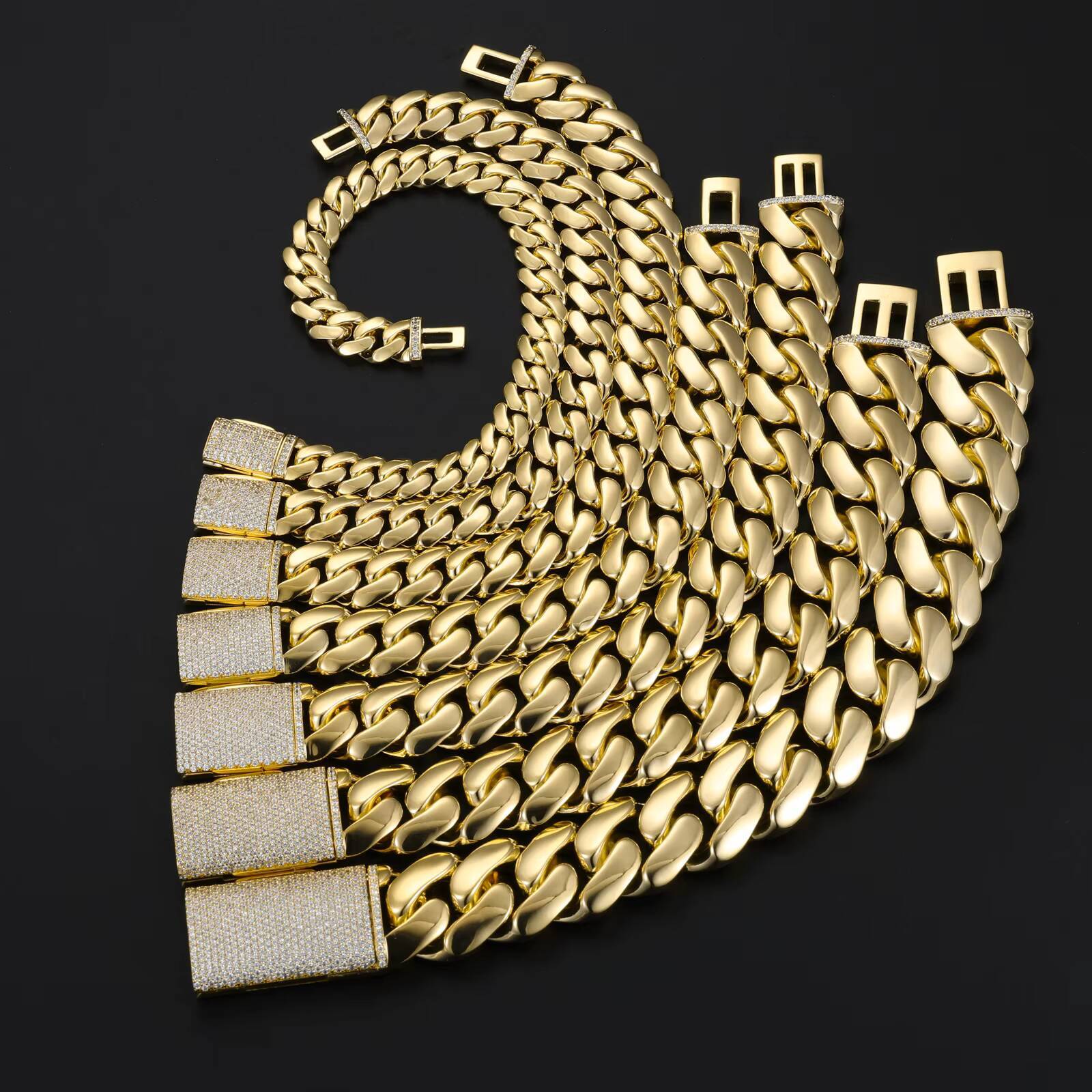 Cubana Luxury Wholesale Hip Hop Jewelry 14K 18K Gold Plated Miami Cuban Link Chain Bracelet Heavy Solid Custom Fashion Man Women