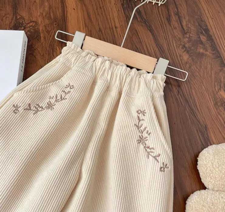 Kids Pants Childrens Clothing Girls Trousers Velvet Autumn Winter Korean Corduroy Baby Warm Elastic Waist StripedT251027
