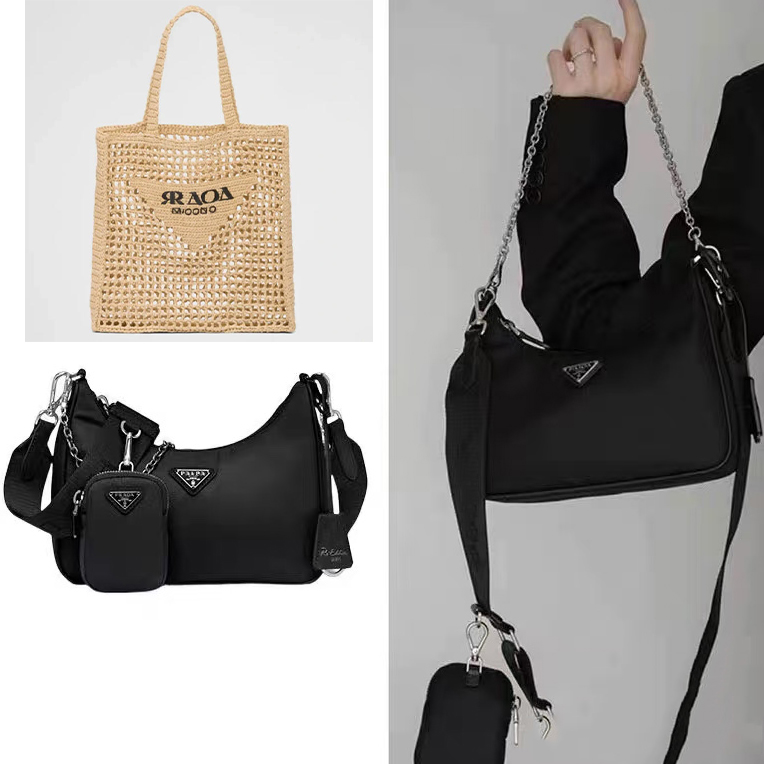 Designer Bag Tote Bag Luxury beach bag Straw bag Shopping Bag High quality Fashion apricot Outdoor Travel Large Capacity hobo bag Handbag Nylon bag three in one