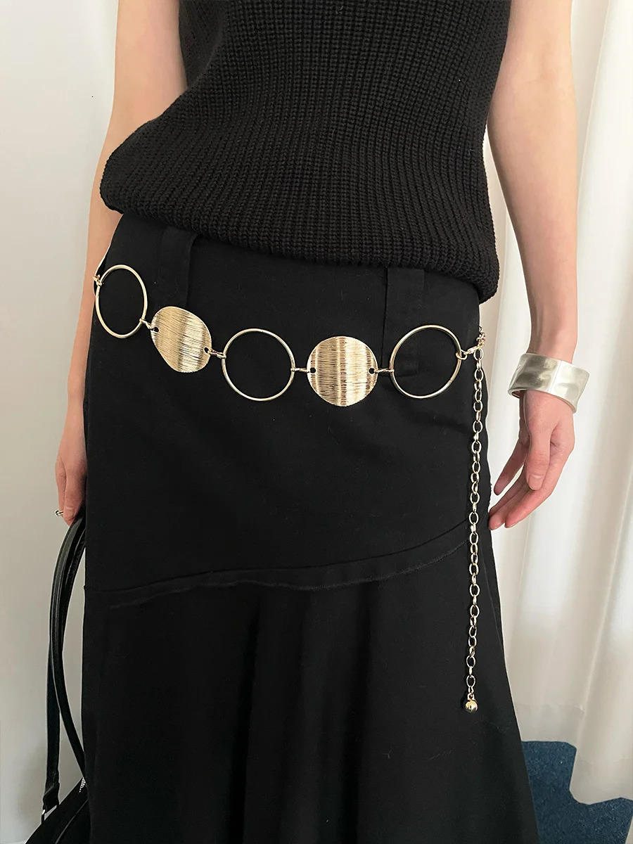 Fashionable Metal Circle Ring Splicing Waist Chain for Women Style Versatile Skirt and Dress Chain Accessory for 251024