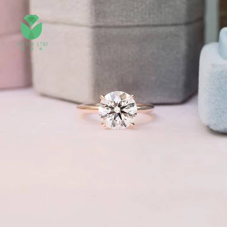 Fine Jewelry 18k Solitaire Diamond Ring Round Shape Lab Grown Diamond Rings Band PT950 Halo Engagement Ring Diamond HPHT CVD