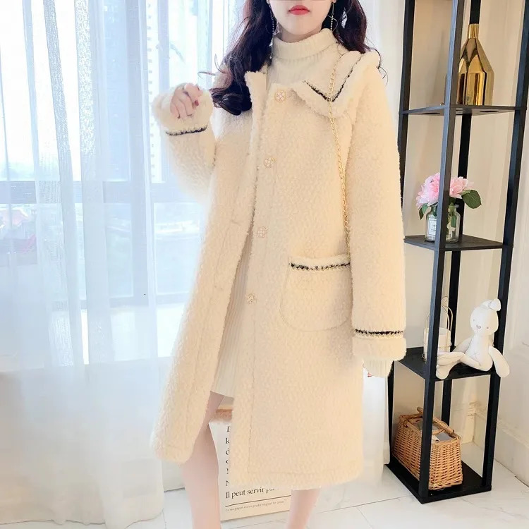 Plus Size Womens MidLength Oversized Coat Fashionable Autumn Winter Loose Fit Wool Blend Collared Jacket Versatile Casual S 251027
