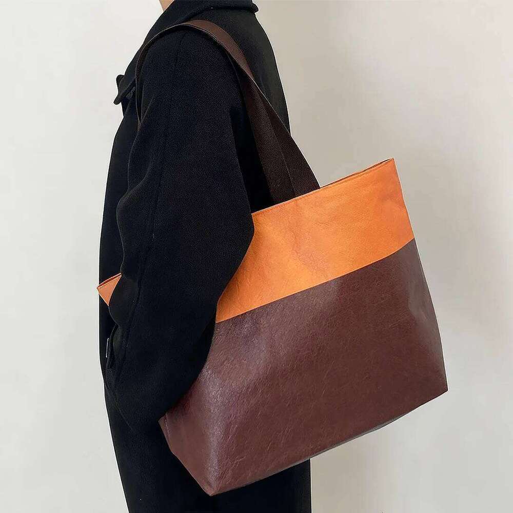Women's Waterproof Tote Bags For Woman Shoulder Casual Eco Ladies Handbags Contrast New Handbag Vintage Female Bag