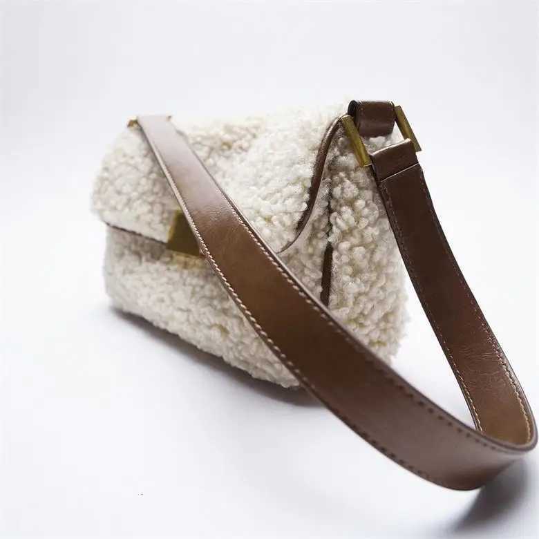 Fashion Women Bags Faux Lamb Fur Shoulder Bags Luxury Tote Female Faux Woolen Fur Plush Flap Handbag Y251027