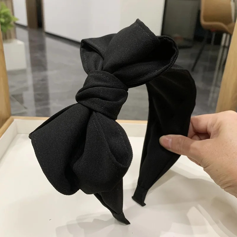 Black Bow Headband for Women Handmade High Level Hairband Solid Layers Bows Knotted Head Band Korean Bowknot Hair Hoop 251023