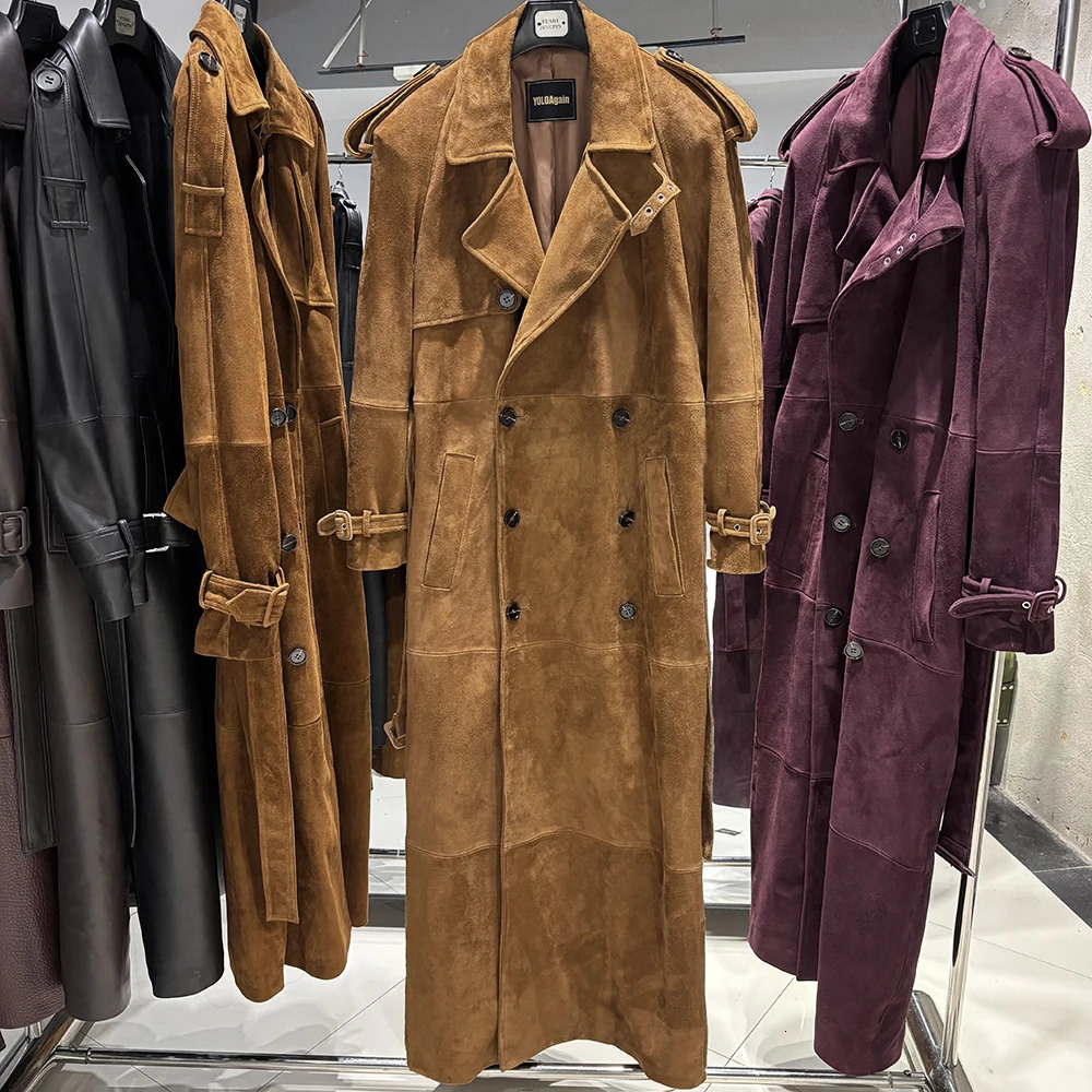 YOLOAgain Autumn 150cm Length Long Real Leather Trench Coat Women High Quality Genuine Jacket Female Streetwear 251027