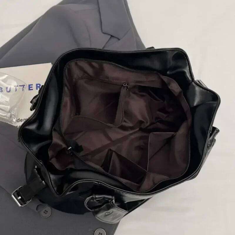 Large Capacity Style Soft PU Leather Tote Retro Shoulder Female Solid Color Classic Crossbody Bag