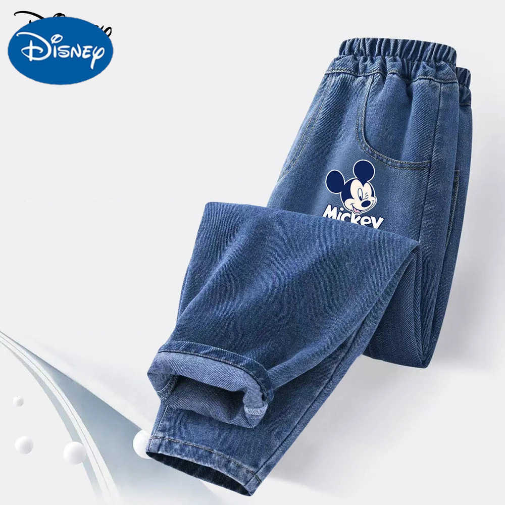Disney Cartoon Print Kids Jeans Boys Spring Autumn Versatile Pants Girls Thin Elastic Waist Long Trousers Childrens Denim Pants H251027