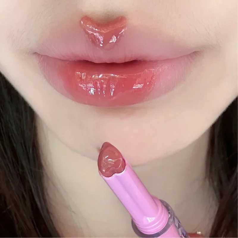 Heartshaped Jelly Lipstick Mirror Waterproof Nonstick Cup Solid Lip Gloss Clear Makeup Long Lasting Moisturizing Lipstick Pen W251027