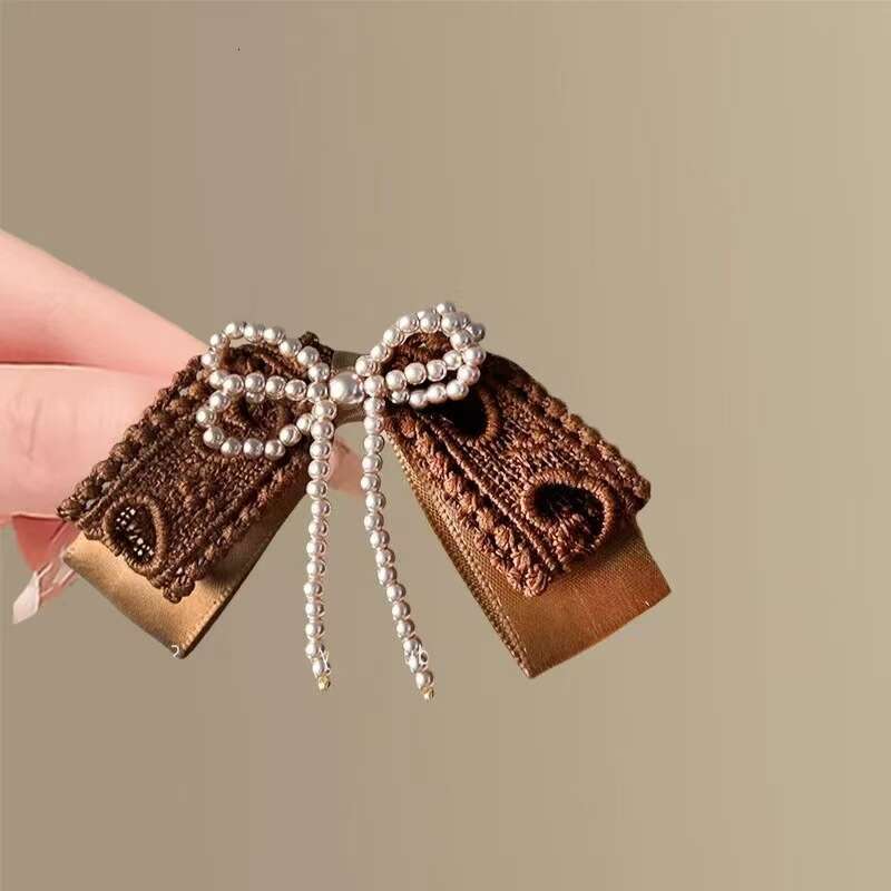 Lace Pearl Bow Hair Elegant 2025 New Niche High-end Light Side Clip Korean Style Hairpin