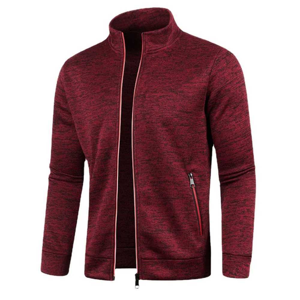 Autumn Winter New Mens Long Sleeves Zipper Knit Thin Fashion Hoodies Sweatshirt Solid Color Thicker Top Slim Fit Male Clothing W251027