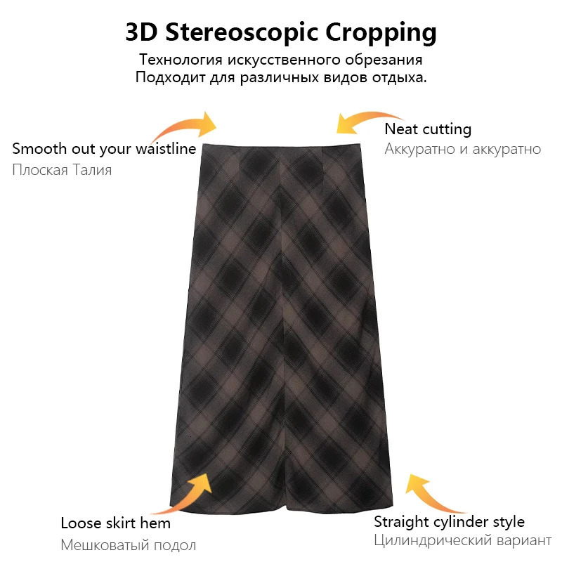 Womens Retro Plaid Midi Skirt Vintage A Line Style for Chic Daily Casual Outfits 251027