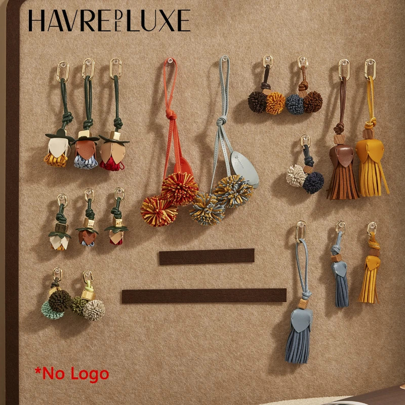 Leather Bag charm flower tassel ball pendant fashion highgrade lychee flower car pendant decoration bag accessories 251027