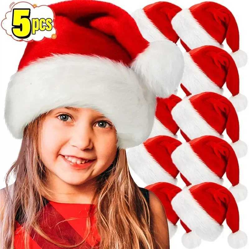 Adults Kids Christmas Hats Winter Thickened Plush Soft Velvet Santa Claus Caps Parentchild Hat Xmas New Year Party Home DecorW251027