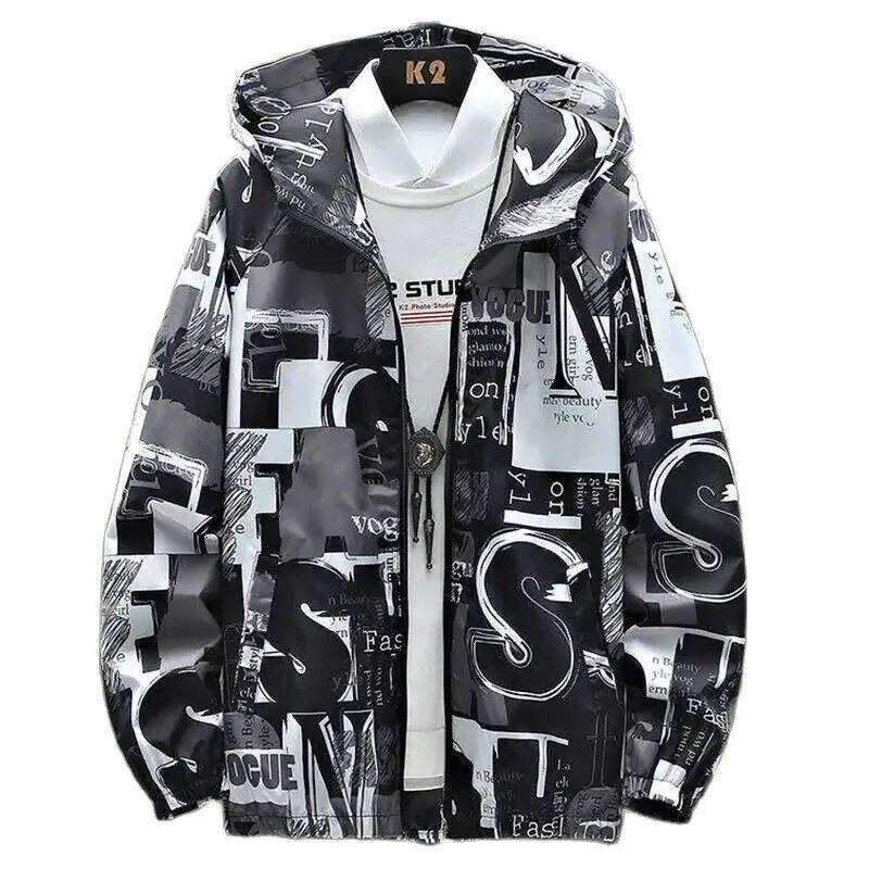 Spring Windbreakers Casual Hooded Jacket New Cool Waterproof Coat Male Outerwear Men's CLothing Plus Size