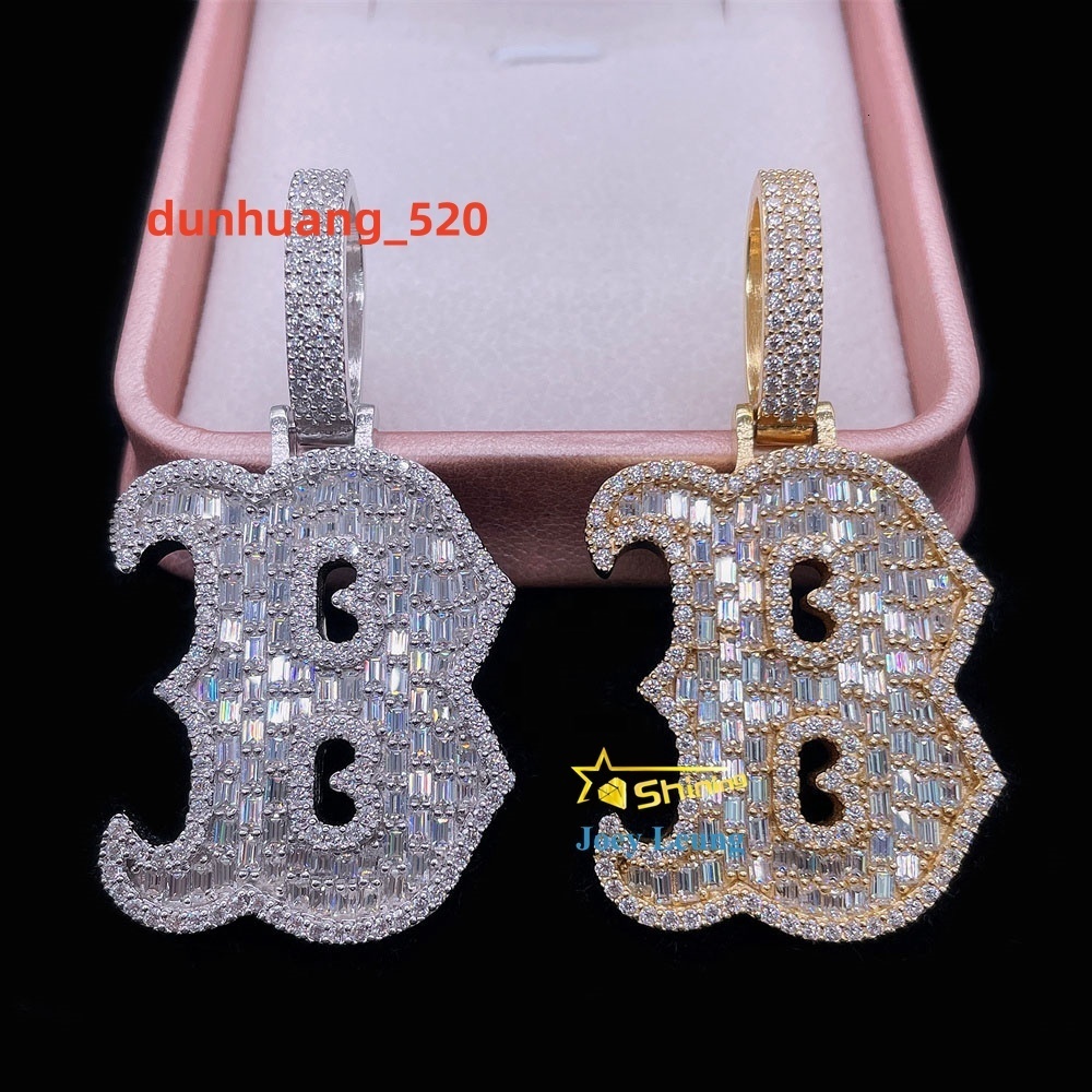 GRA Certificate 925 Sterling Silver VVS Diamond Mossinate Iced Out Jewelry Initial Letter Custom Moissanite Pendant Hip Hop
