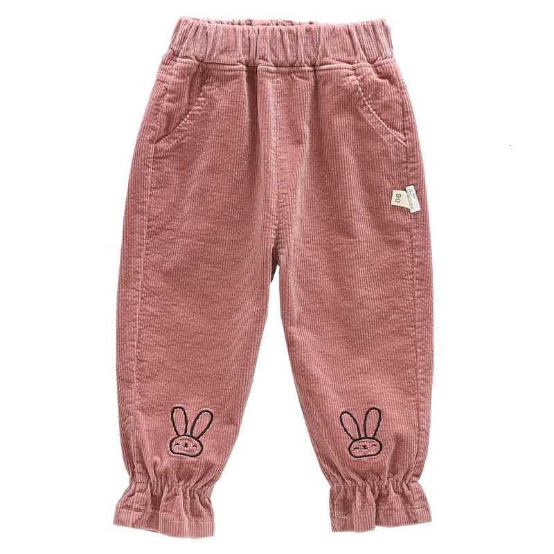 Baby Girls Autumn Pants Cartoon Rabbit Embroidery Toddler Girls Trousers Soft Elastic Waist Solid Color Kids Baby Girls PantsT251027